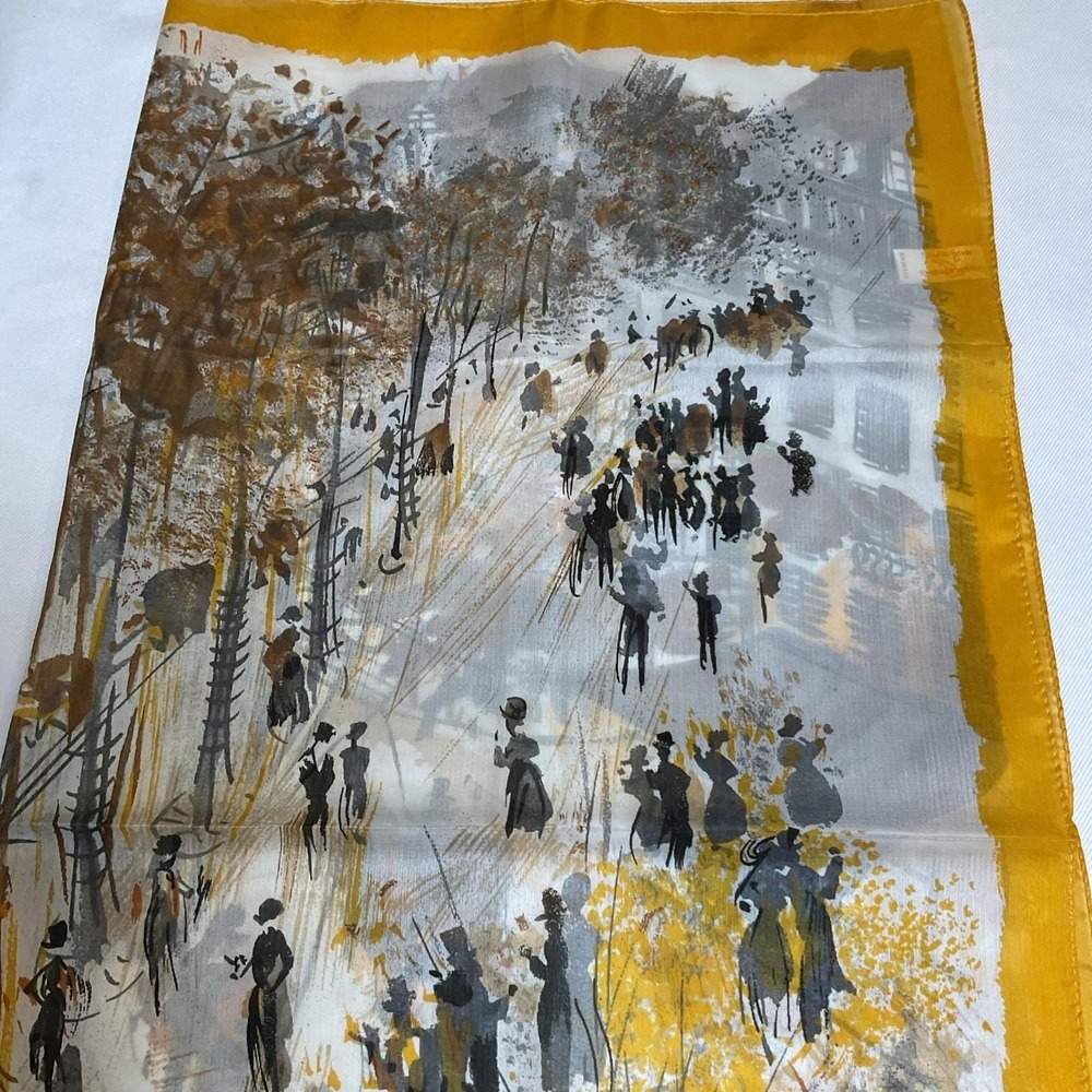 Vintage Scarf Made In Italy Fall Colors Impressionism Watercolor Art to Wear